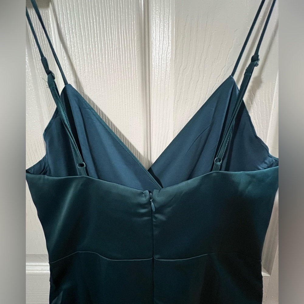 Lulu's Teal Green Wrap Midi Dress size S. Elegant Cocktail Prom Wedding Dress. - Picture 9 of 16